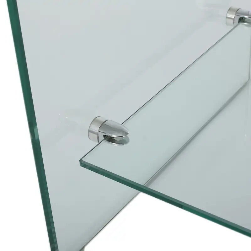Meuble TV Transparent de 39,37 po avec Dos Ouvert et Étagère en Verre, pour TV Jusqu'à 39 po
