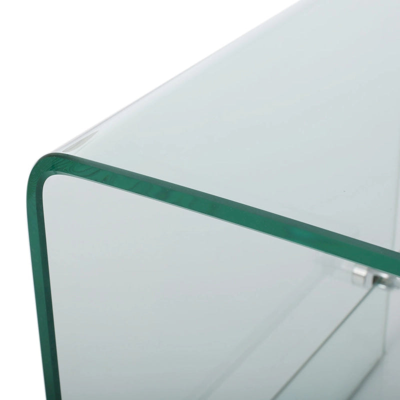 Meuble TV Transparent de 39,37 po avec Dos Ouvert et Étagère en Verre, pour TV Jusqu'à 39 po