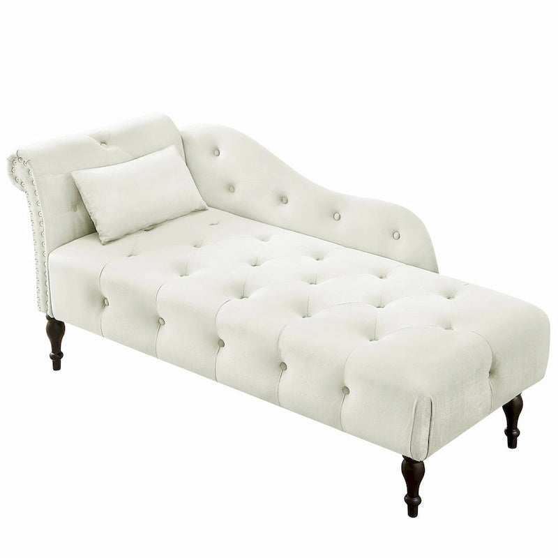 Chaise longue en velours capitonné de 60,6 po avec clous décoratifs