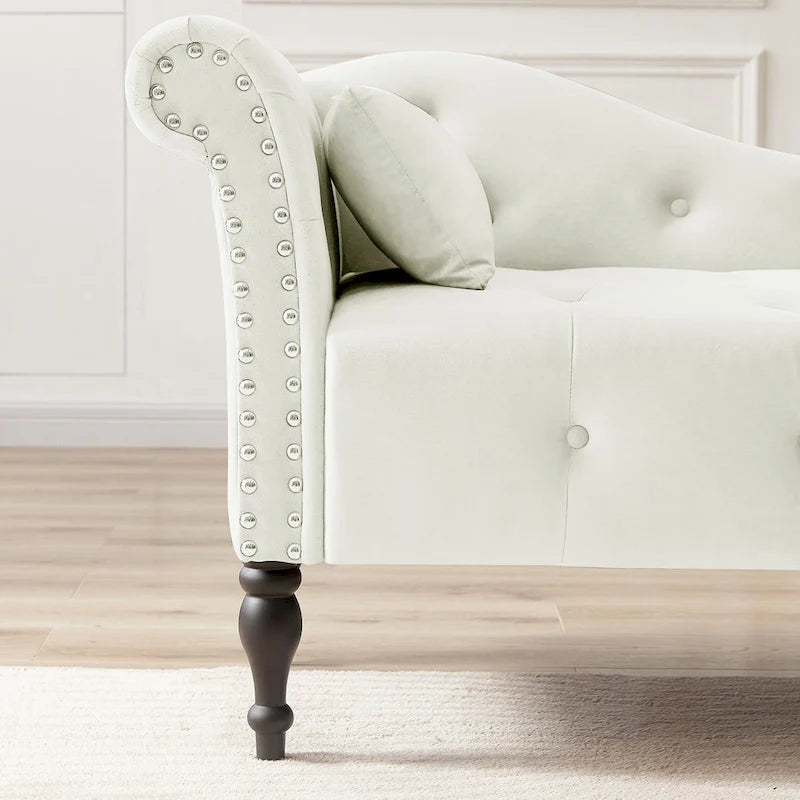 Chaise longue en velours capitonné de 60,6 po avec clous décoratifs