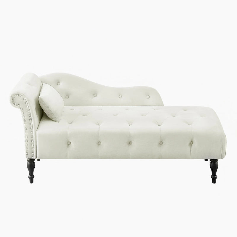 Chaise longue en velours capitonné de 60,6 po avec clous décoratifs