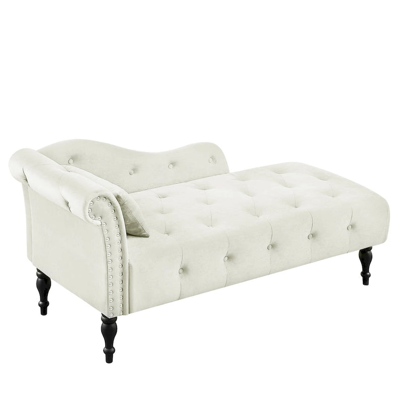 Chaise longue en velours capitonné de 60,6 po avec clous décoratifs