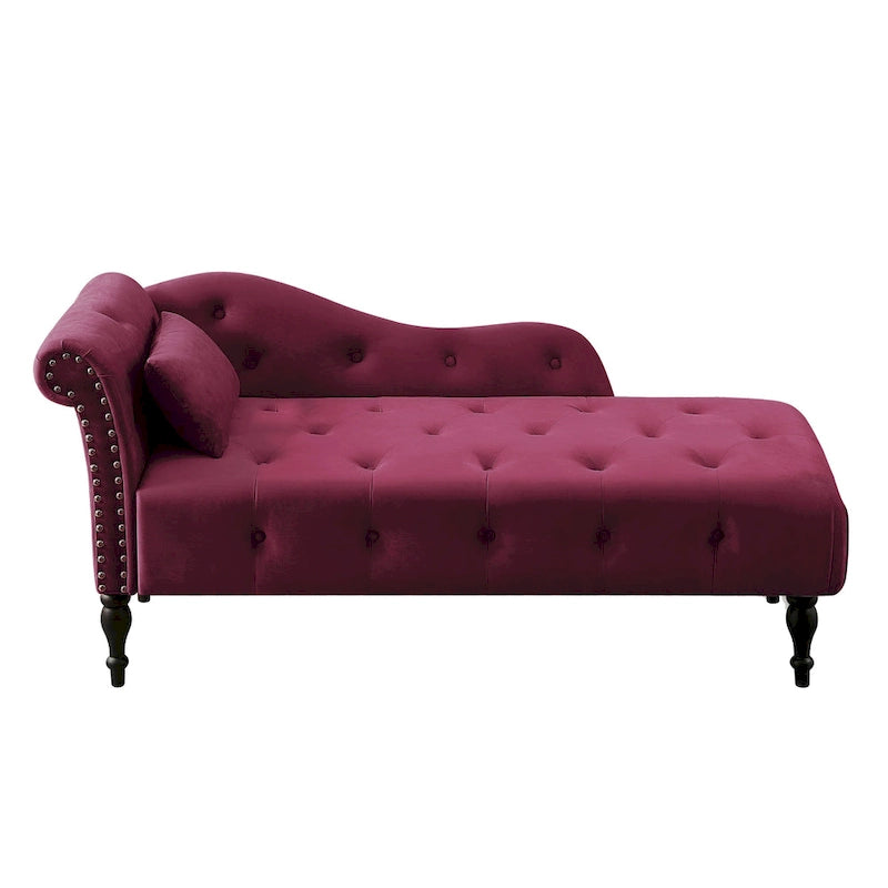 Chaise longue en velours capitonné de 60,6 po avec clous décoratifs