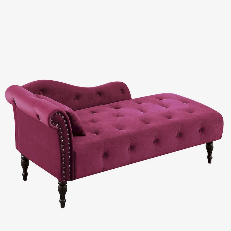 Chaise longue en velours capitonné de 60,6 po avec clous décoratifs