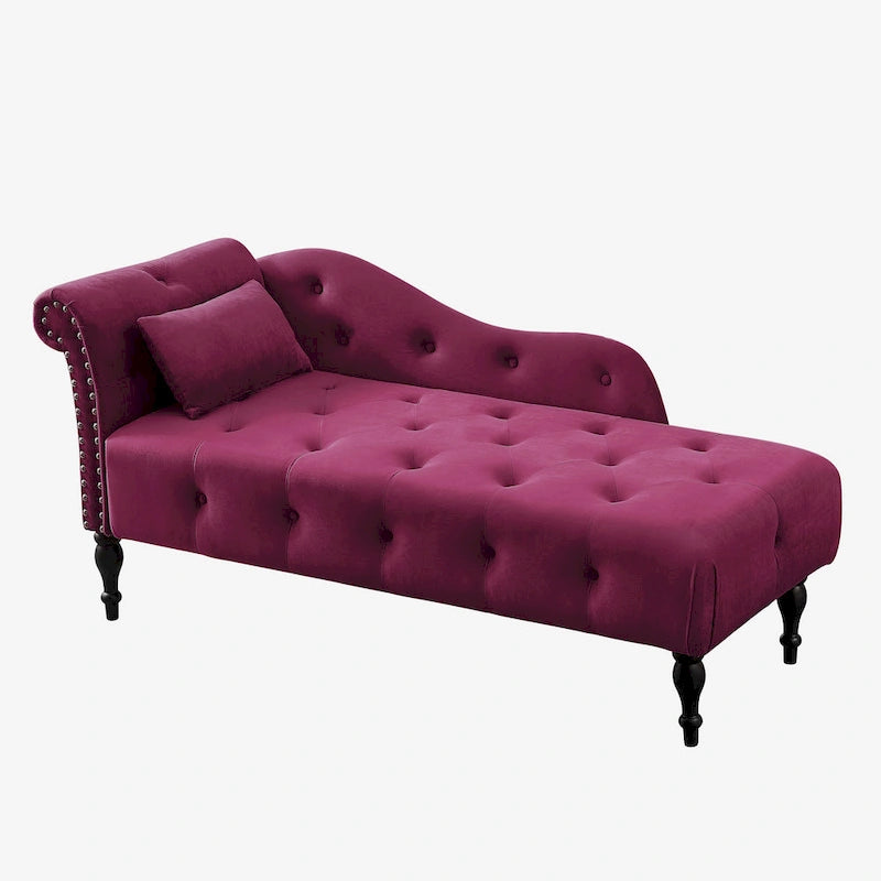 Chaise longue en velours capitonné de 60,6 po avec clous décoratifs
