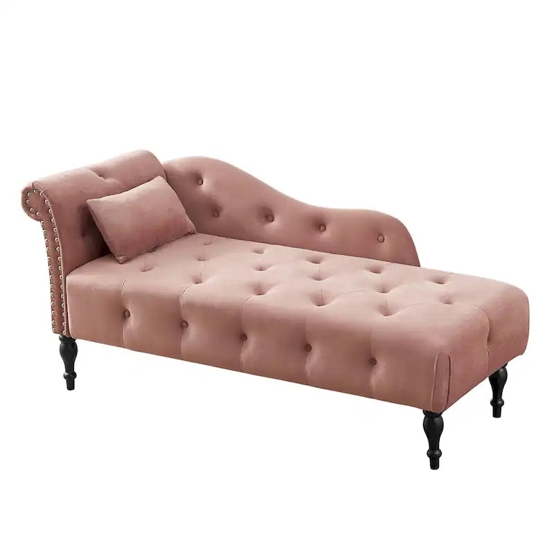 Chaise longue en velours capitonné de 60,6 po avec clous décoratifs