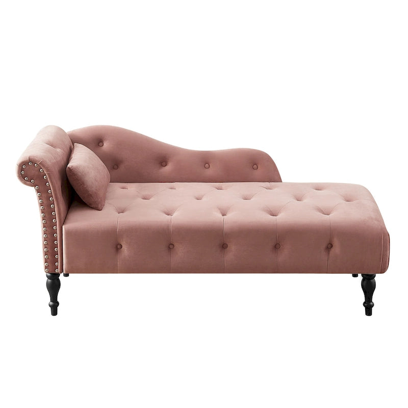 Chaise longue en velours capitonné de 60,6 po avec clous décoratifs