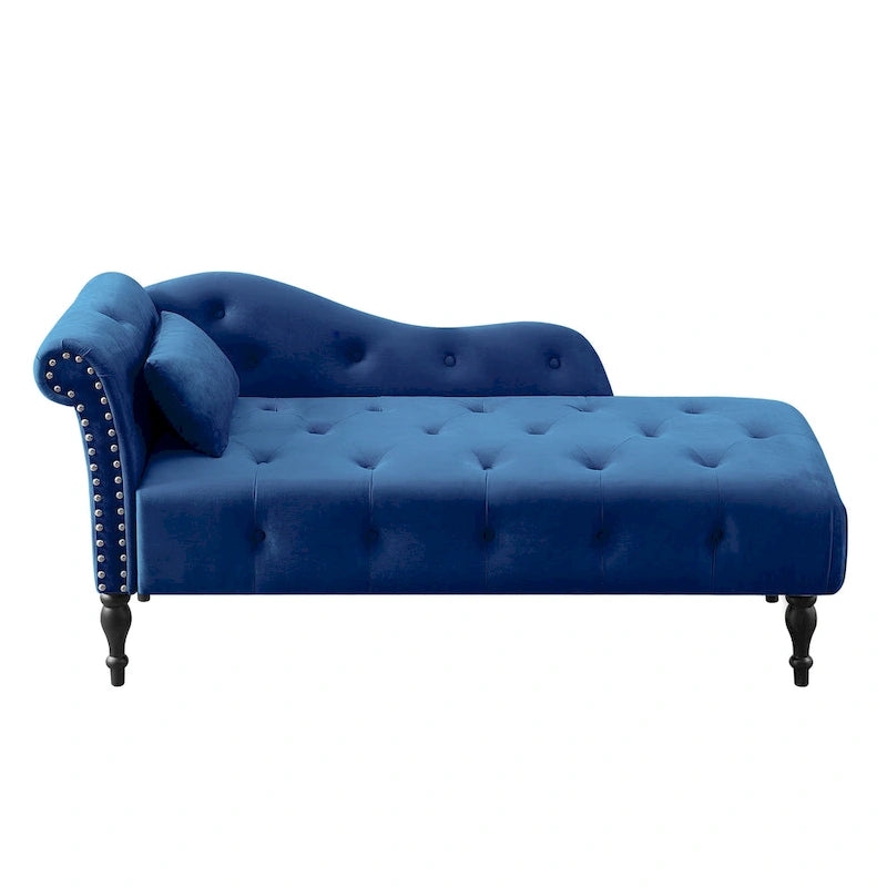 Chaise longue en velours capitonné de 60,6 po avec clous décoratifs