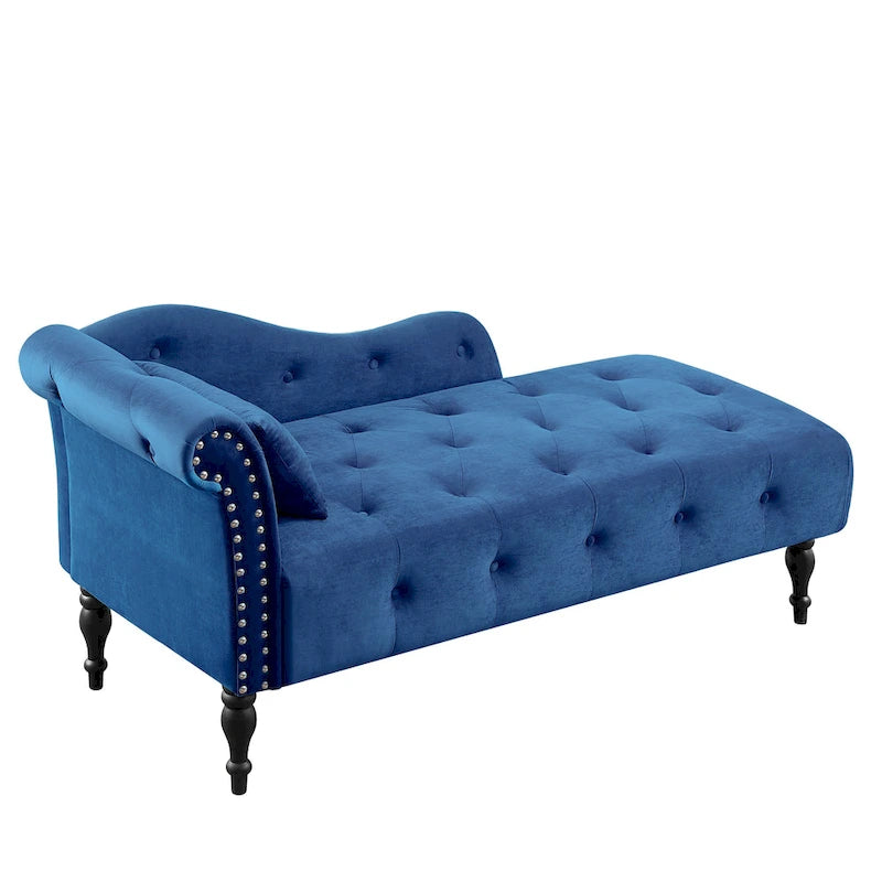 Chaise longue en velours capitonné de 60,6 po avec clous décoratifs