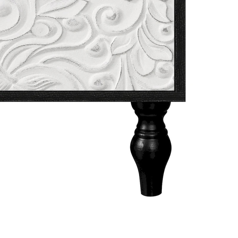 Bahut de rangement grand format Lily Carved Flower Door avec étagères
