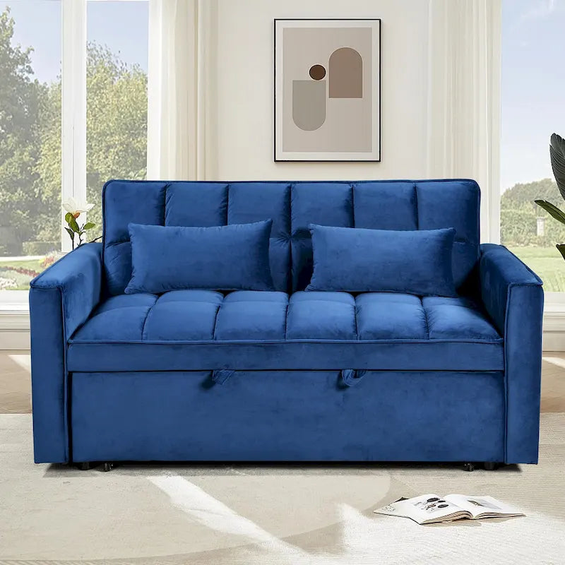 Canapé Futon Moderne en Velours avec Lit Escamotable
