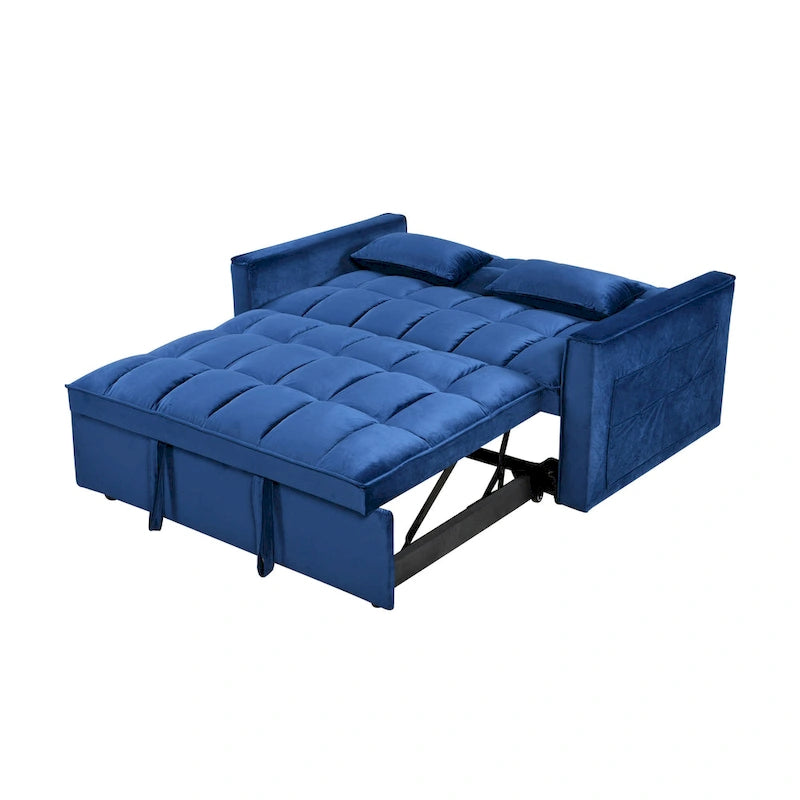 Canapé Futon Moderne en Velours avec Lit Escamotable