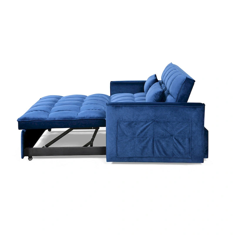 Canapé Futon Moderne en Velours avec Lit Escamotable