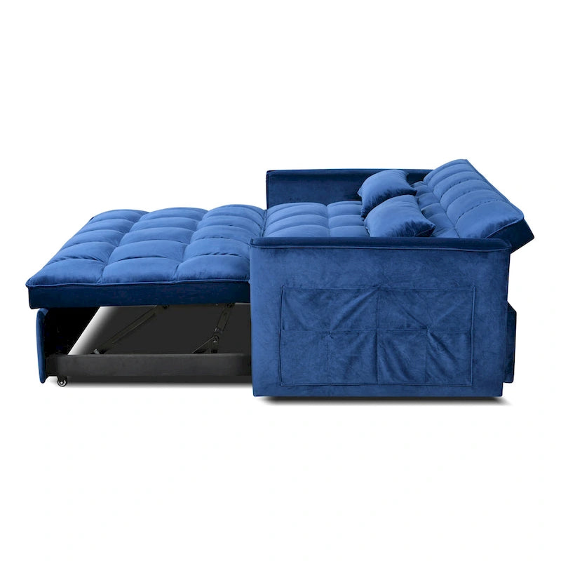 Canapé Futon Moderne en Velours avec Lit Escamotable