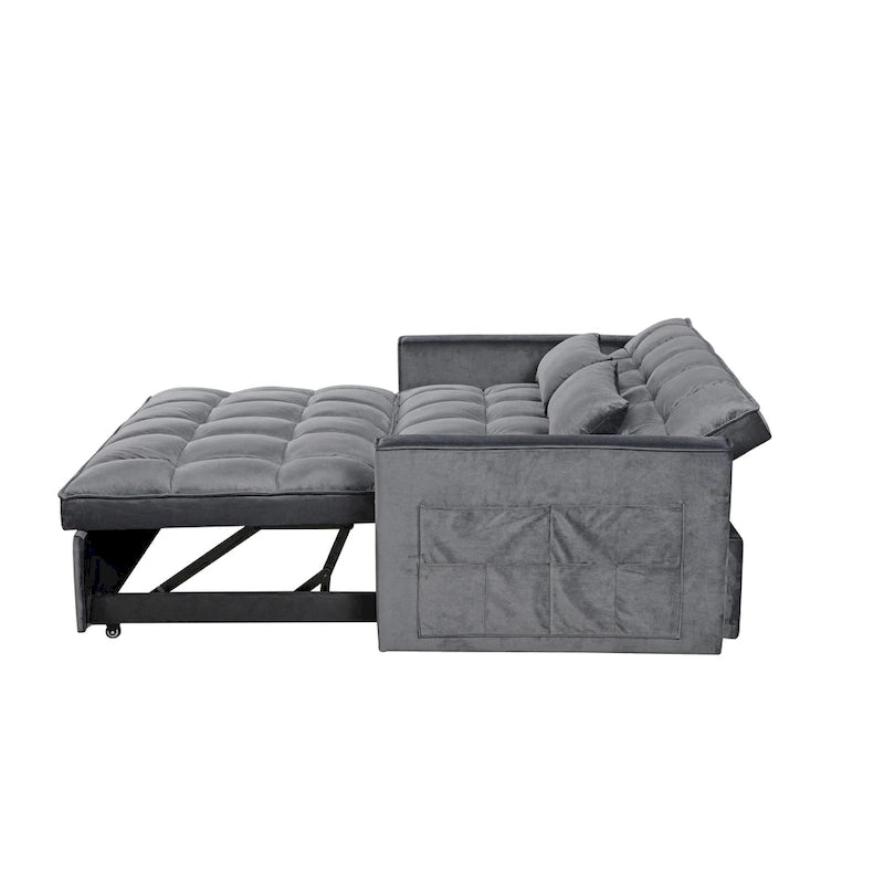 Canapé Futon Moderne en Velours avec Lit Escamotable