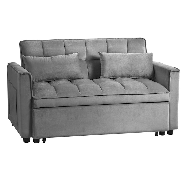 Canapé Futon Moderne en Velours avec Lit Escamotable