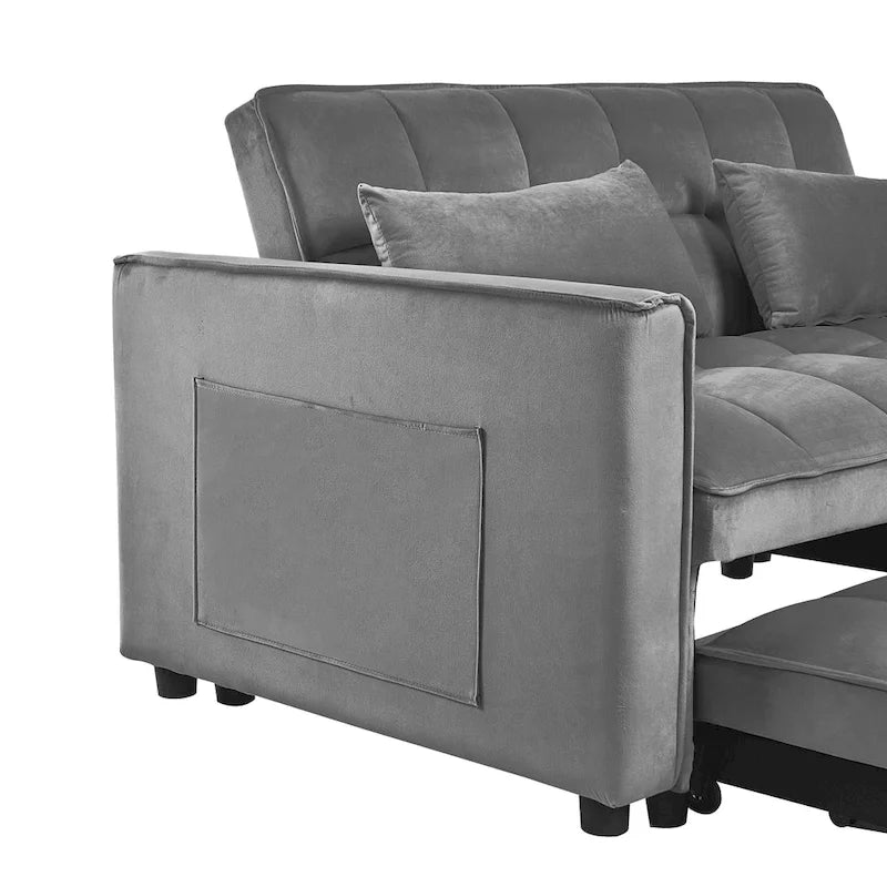 Canapé Futon Moderne en Velours avec Lit Escamotable