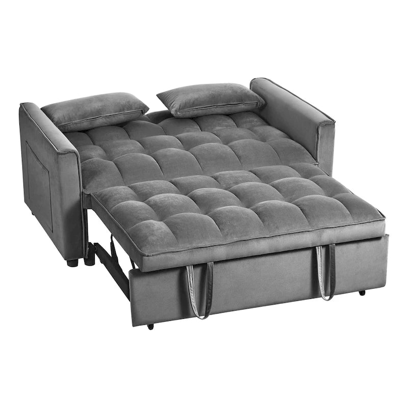 Canapé Futon Moderne en Velours avec Lit Escamotable