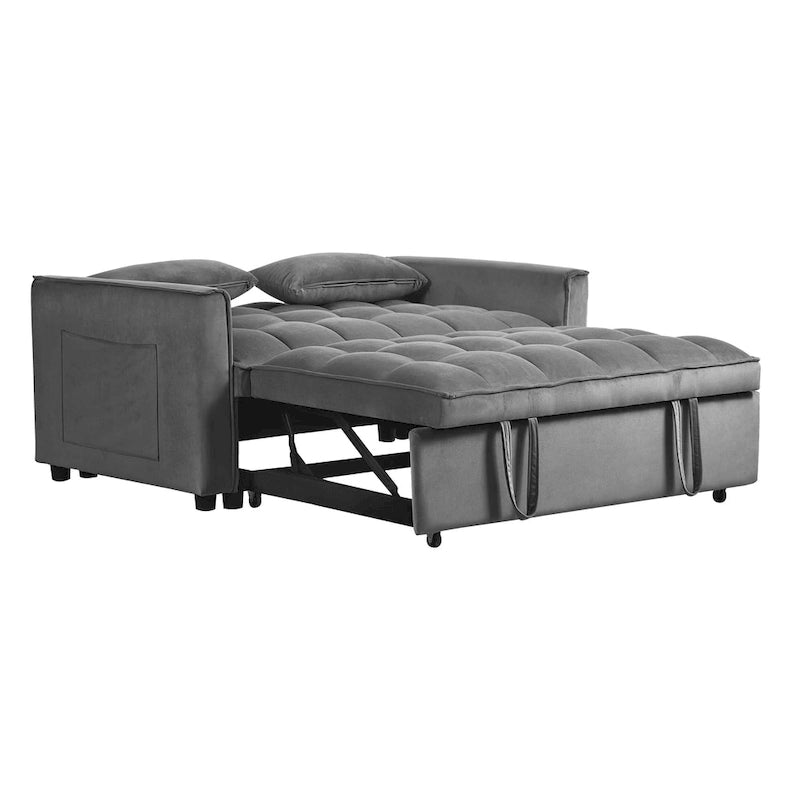 Canapé Futon Moderne en Velours avec Lit Escamotable
