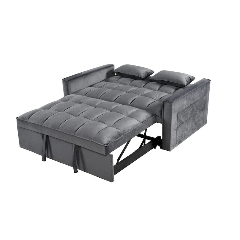 Canapé Futon Moderne en Velours avec Lit Escamotable