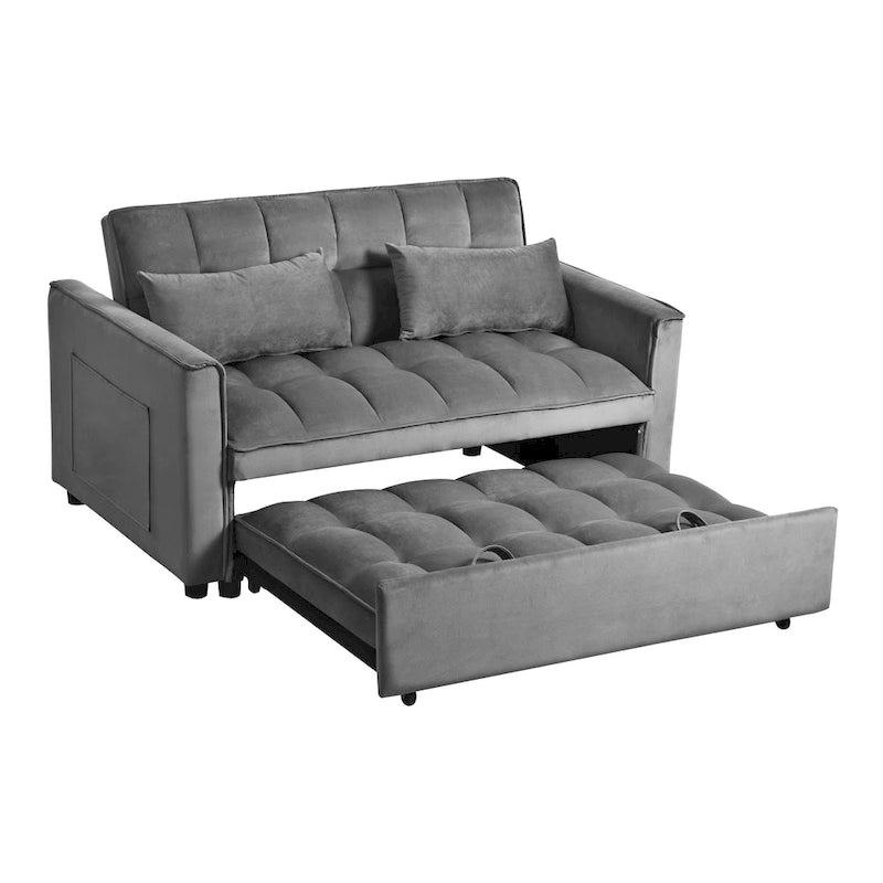 Canapé Futon Moderne en Velours avec Lit Escamotable