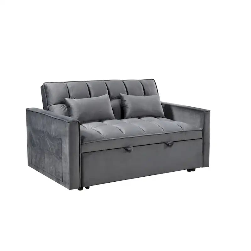 Canapé Futon Moderne en Velours avec Lit Escamotable