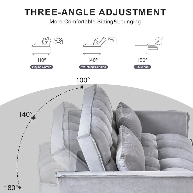 Canapé Futon Moderne en Velours avec Lit Escamotable