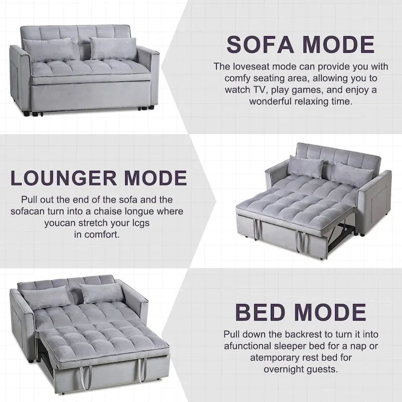 Canapé Futon Moderne en Velours avec Lit Escamotable