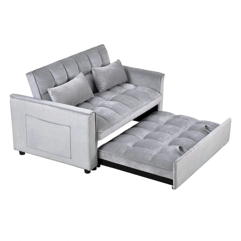 Canapé Futon Moderne en Velours avec Lit Escamotable