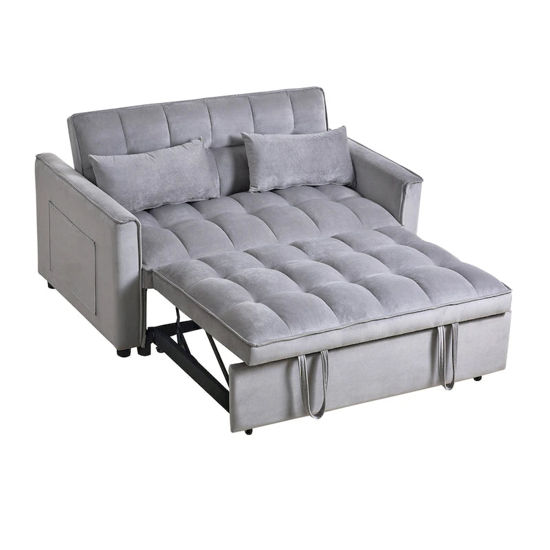 Canapé Futon Moderne en Velours avec Lit Escamotable