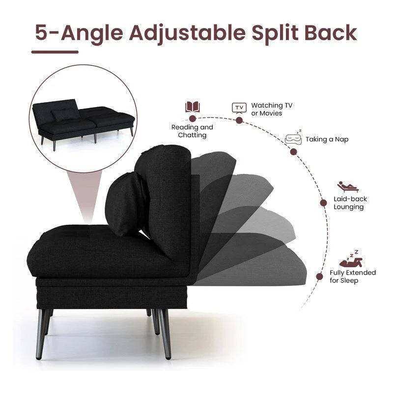 Canapé-lit futon convertible, canapé-lit dossier réglable 5 positions