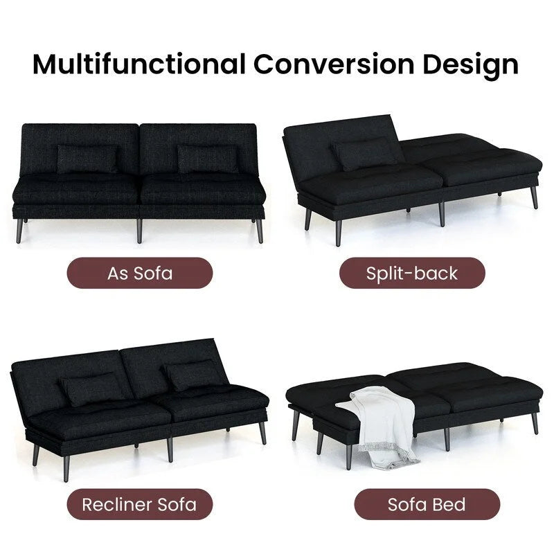 Canapé-lit futon convertible, canapé-lit dossier réglable 5 positions