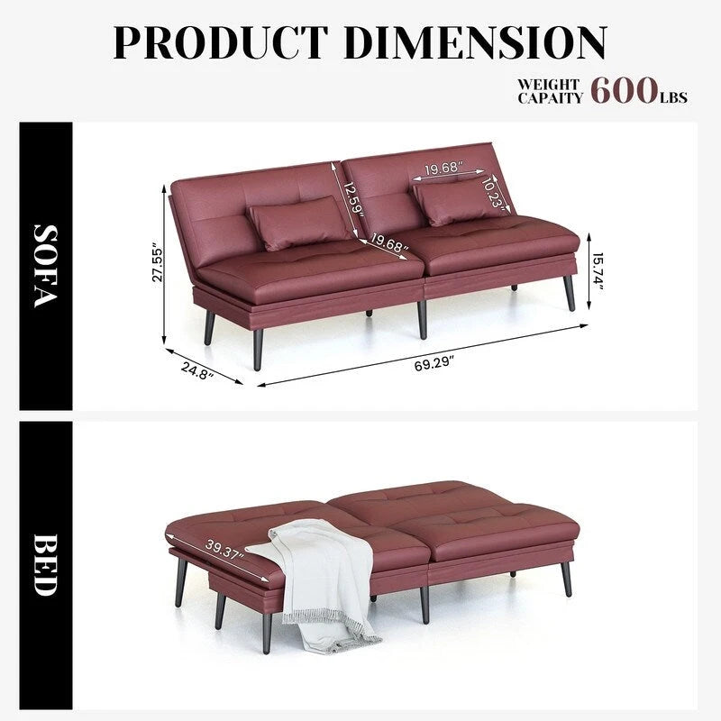 Canapé-lit futon convertible, canapé-lit dossier réglable 5 positions