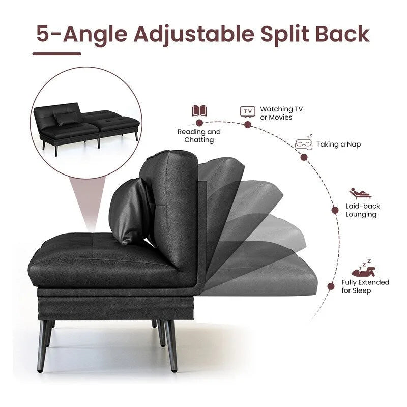 Canapé-lit futon convertible, canapé-lit dossier réglable 5 positions