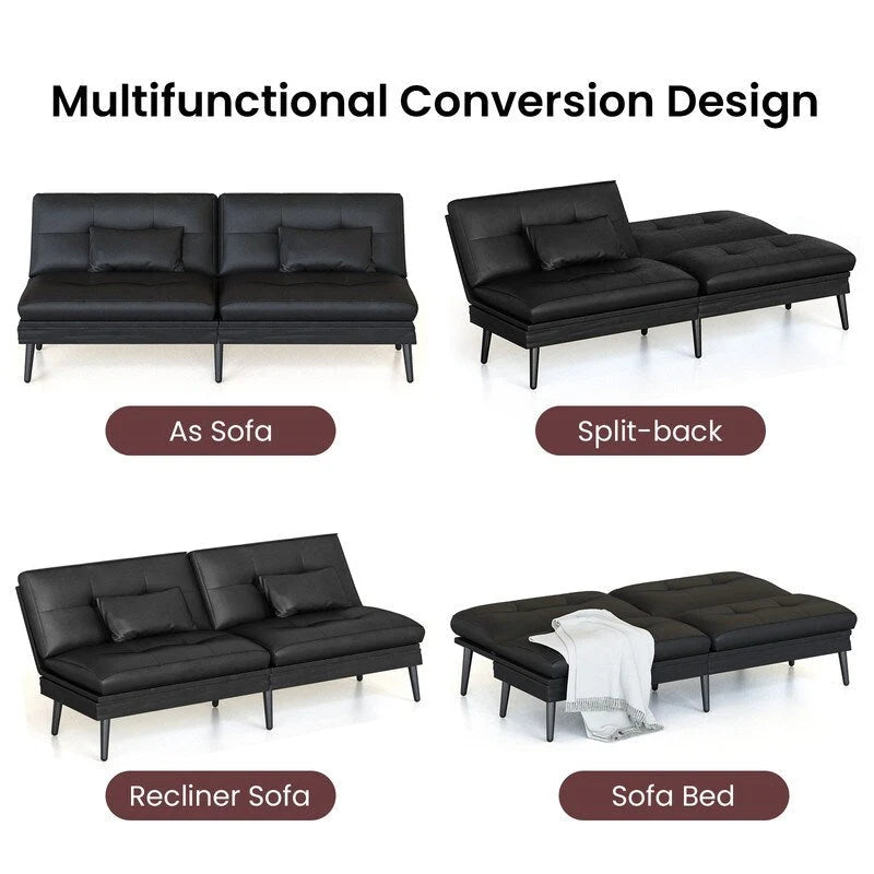 Canapé-lit futon convertible, canapé-lit dossier réglable 5 positions