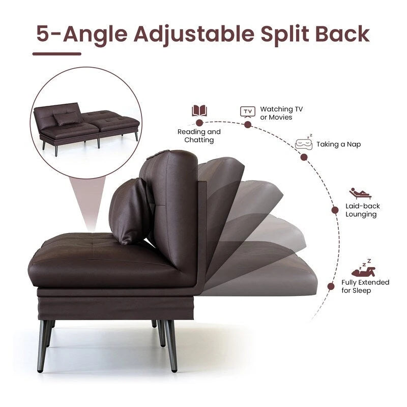 Canapé-lit futon convertible, canapé-lit dossier réglable 5 positions