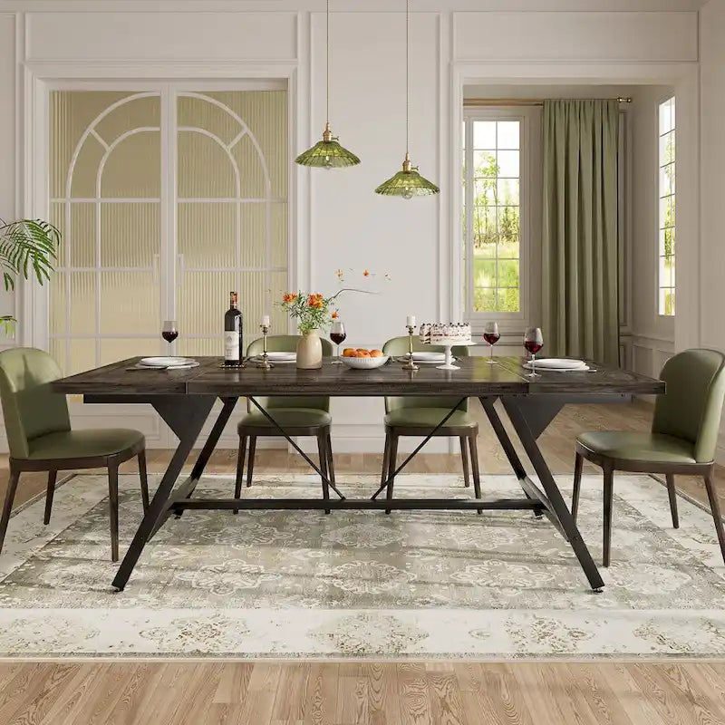 Table de salle à manger de style rustique pour 8 personnes, table de cuisine rectangulaire en bois de 180 cm