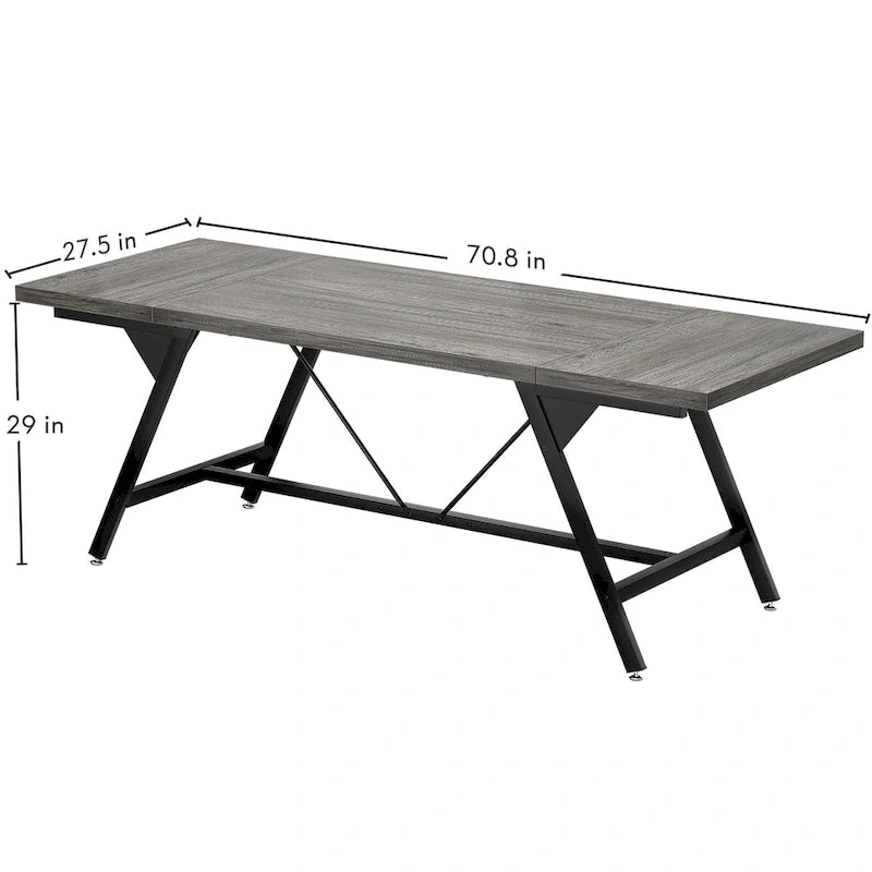 Table de salle à manger de style rustique pour 8 personnes, table de cuisine rectangulaire en bois de 180 cm