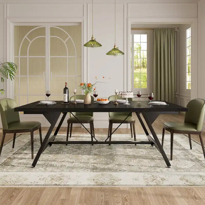 Table de salle à manger de style rustique pour 8 personnes, table de cuisine rectangulaire en bois de 180 cm