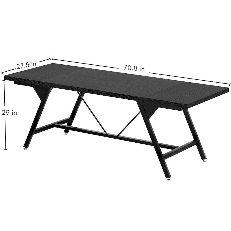 Table de salle à manger de style rustique pour 8 personnes, table de cuisine rectangulaire en bois de 180 cm