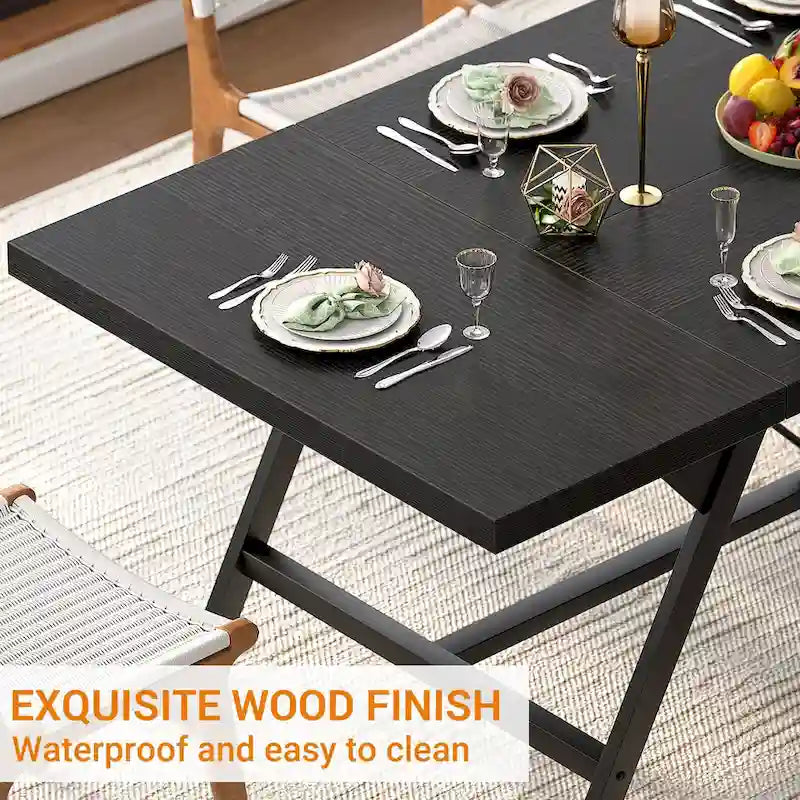 Table de salle à manger de style rustique pour 8 personnes, table de cuisine rectangulaire en bois de 180 cm