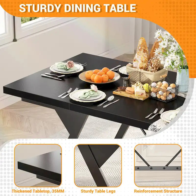 Table de salle à manger de style rustique pour 8 personnes, table de cuisine rectangulaire en bois de 180 cm