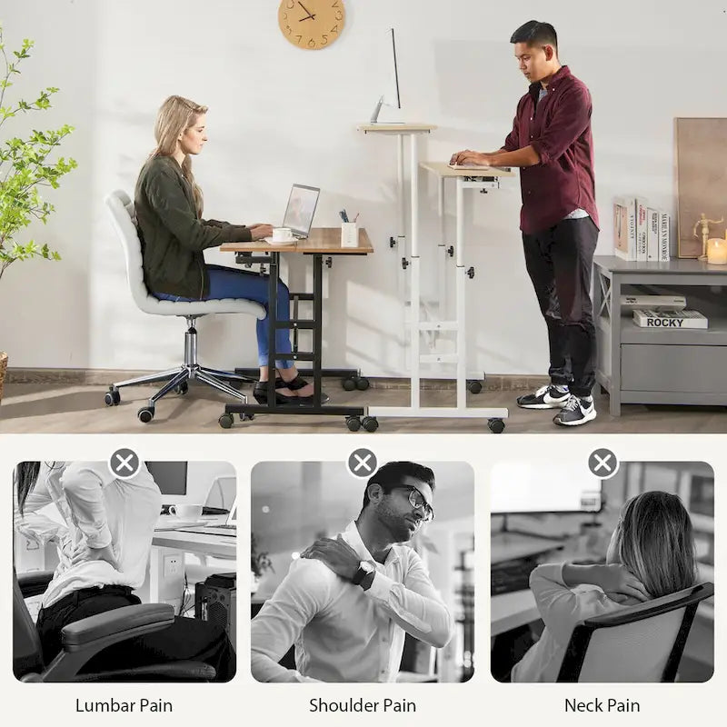 Bureau d'ordinateur inclinable et réglable pour position debout, mobile