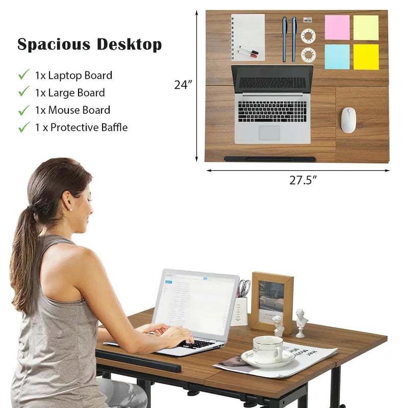Bureau d'ordinateur inclinable et réglable pour position debout, mobile