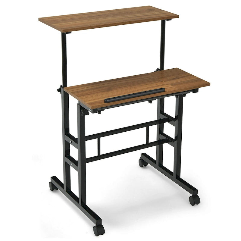 Bureau d'ordinateur inclinable et réglable pour position debout, mobile