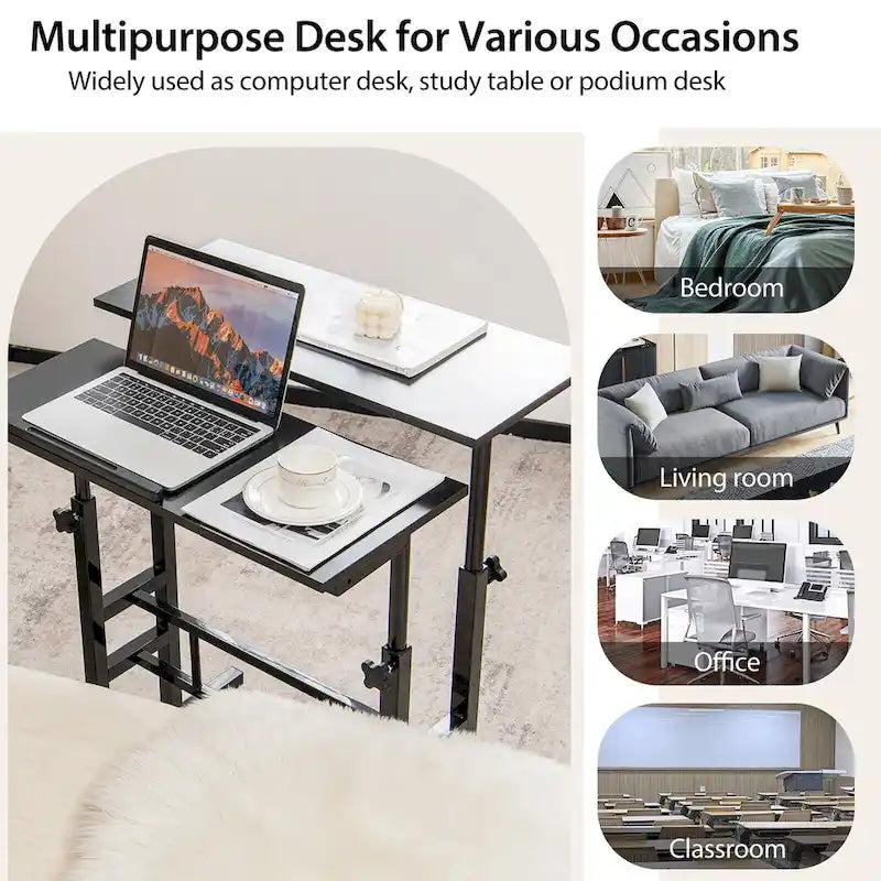 Bureau d'ordinateur inclinable et réglable pour position debout, mobile