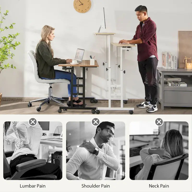 Bureau d'ordinateur inclinable et réglable pour position debout, mobile