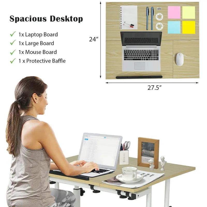 Bureau d'ordinateur inclinable et réglable pour position debout, mobile