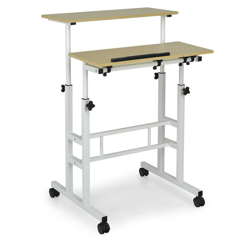 Bureau d'ordinateur inclinable et réglable pour position debout, mobile