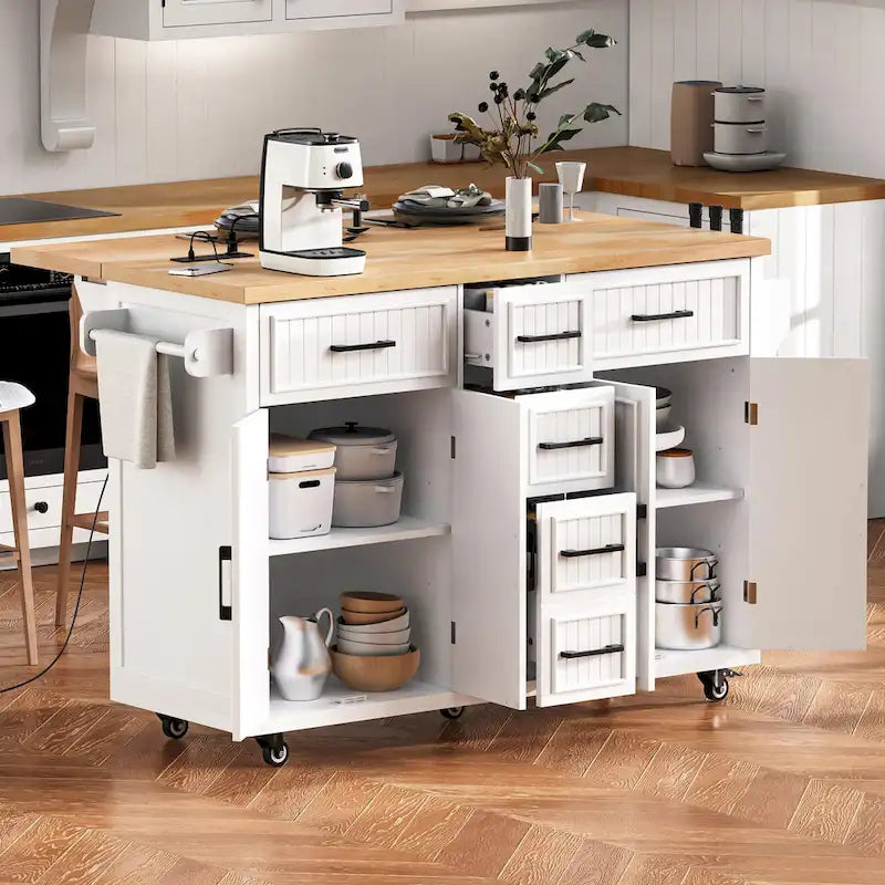 Îlot de cuisine de 56,5 po avec abattant et station de recharge